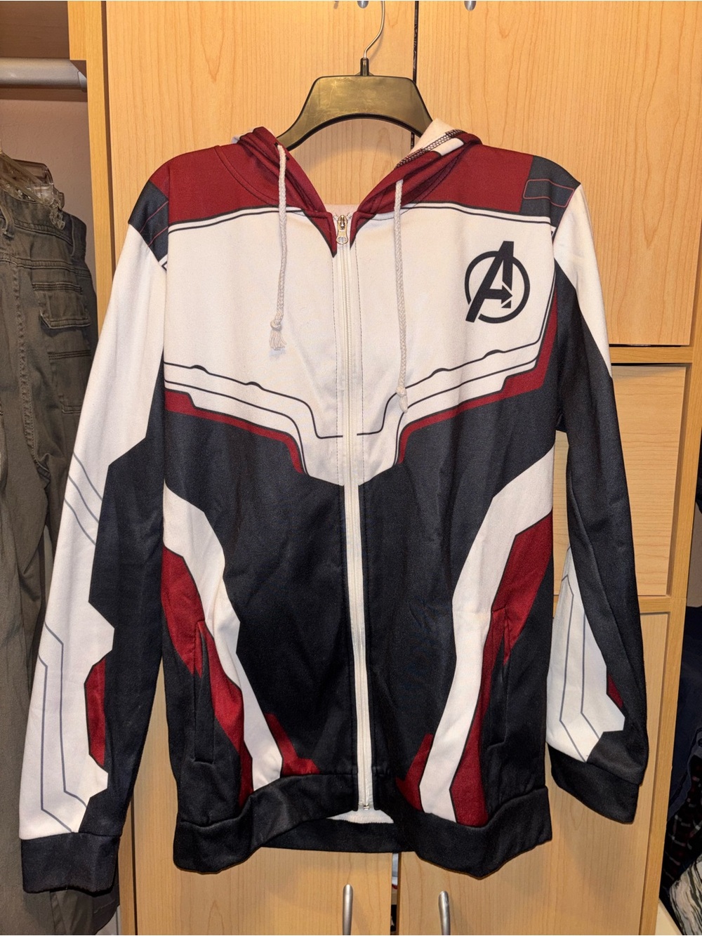Avenger Men’s Lightweight Hoodie Jacket - White, Black & Maroon